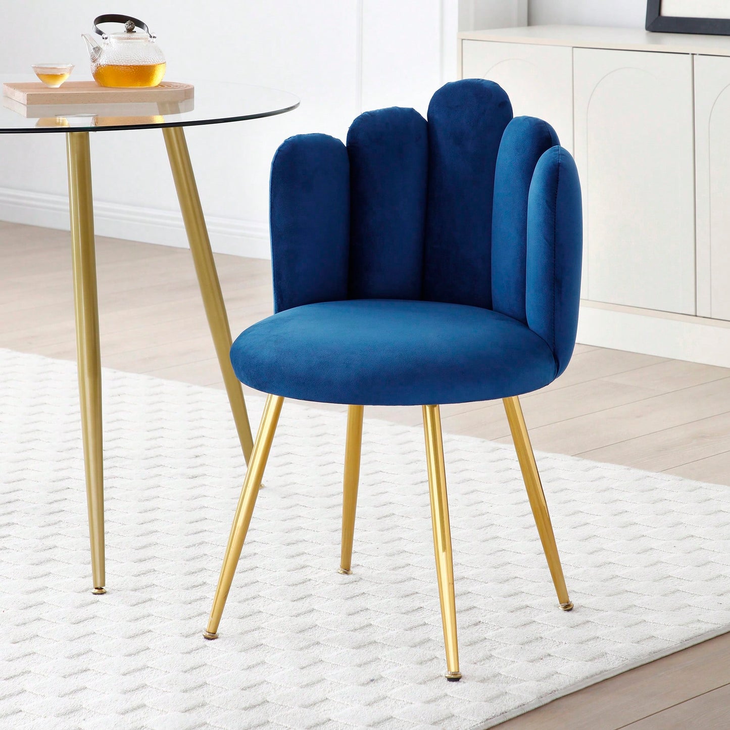 Elegant Velvet Dining Chairs Set Of 2 With Woven Backrest And Golden Metal Legs For Living Room Kitchen Bedroom