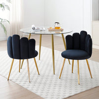 Elegant Velvet Dining Chairs Set Of 2 With Woven Backrest And Golden Metal Legs For Living Room Kitchen Bedroom