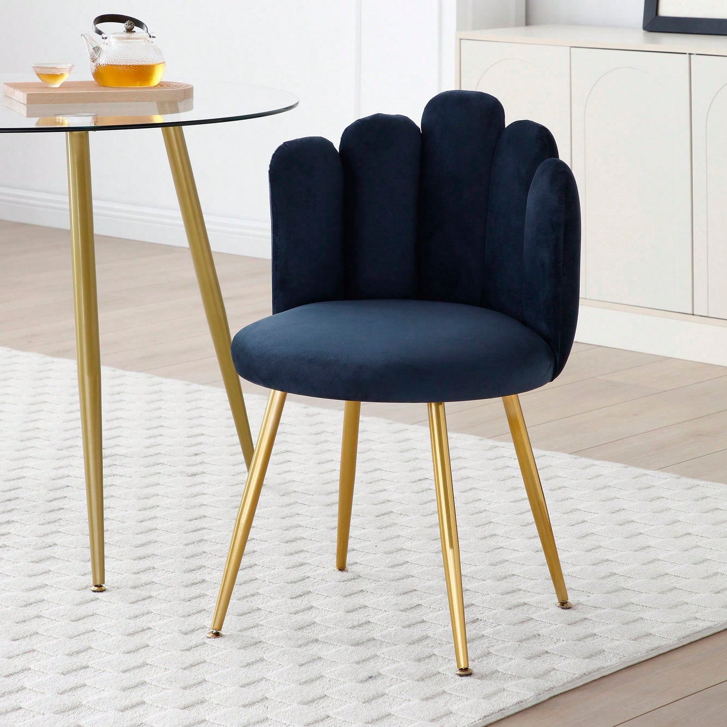 Elegant Velvet Dining Chairs Set Of 2 With Woven Backrest And Golden Metal Legs For Living Room Kitchen Bedroom