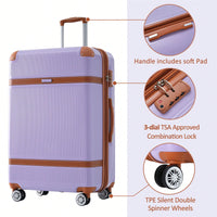 Lightweight 3 Piece Hardshell Luggage Set With 8 Spinner Wheels And TSA Lock 20 24 28 Inch Durable Travel Suitcases