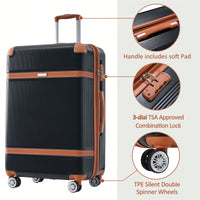 Lightweight 3 Piece Hardshell Luggage Set With 8 Spinner Wheels And TSA Lock 20 24 28 Inch Durable Travel Suitcases