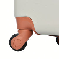 Lightweight Expandable 3 Piece Hardshell Luggage Set with Spinner Wheels and TSA Lock in Light Grey and Brown 20 24 28 Inch