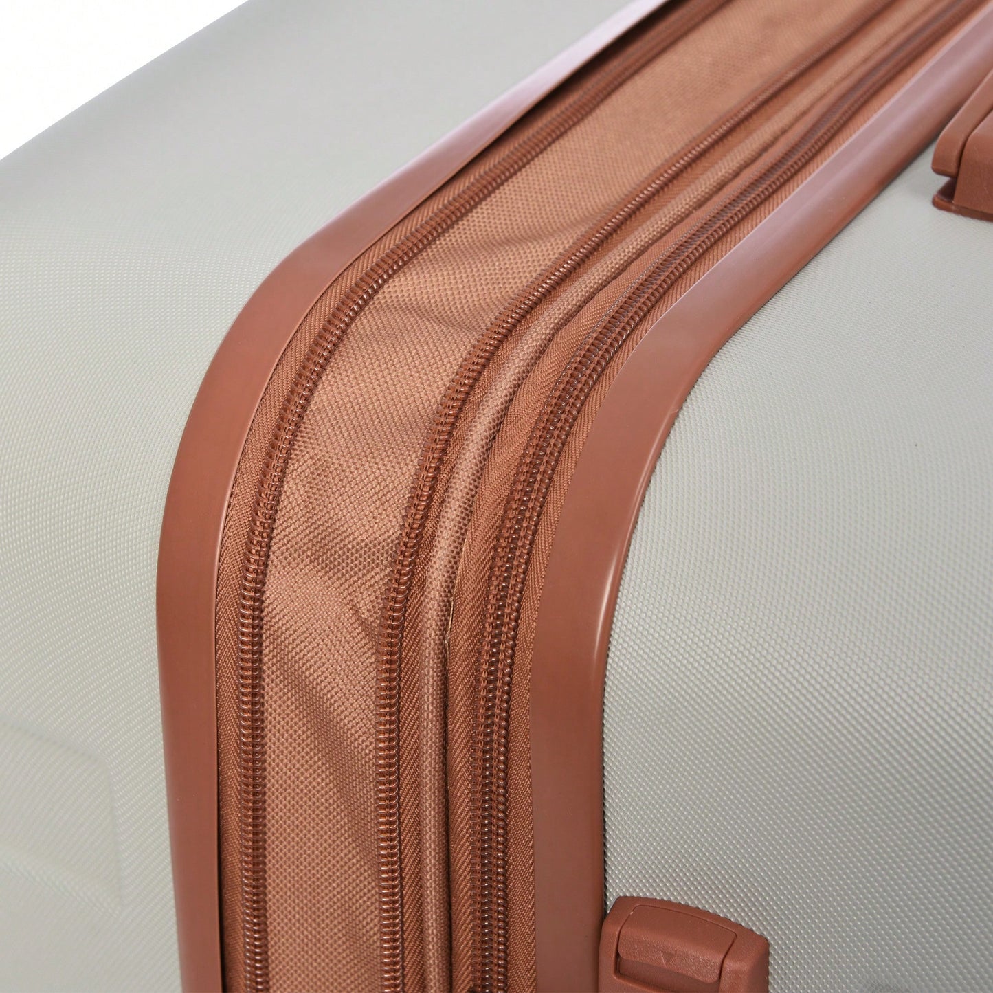 Lightweight Expandable 3 Piece Hardshell Luggage Set with Spinner Wheels and TSA Lock in Light Grey and Brown 20 24 28 Inch