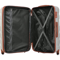 Lightweight Expandable 3 Piece Hardshell Luggage Set with Spinner Wheels and TSA Lock in Light Grey and Brown 20 24 28 Inch