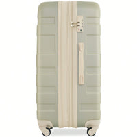 Expandable Hardshell Luggage Set 3pcs Lightweight Durable Suitcase With Spinner Wheels And TSA Lock 20'' 24'' 28'' In Golden Green And Beige