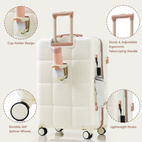 4 Piece Expandable Luggage Set With USB Port 20 Inch Carry On Durable ABS Hard Shell Suitcase Spinner Wheels Travel Bag And Cup Holder