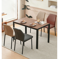 Modern PU Leather Armless Dining Chairs Set Of 4 With Metal Legs For Kitchen And Living Room