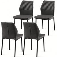 Modern PU Leather Armless Dining Chairs Set Of 4 With Metal Legs For Kitchen And Living Room