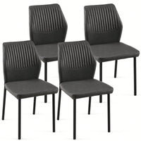 Modern PU Leather Armless Dining Chairs Set Of 4 With Metal Legs For Kitchen And Living Room