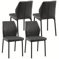 Modern PU Leather Armless Dining Chairs Set Of 4 With Metal Legs For Kitchen And Living Room