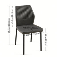 Modern PU Leather Armless Dining Chairs Set Of 4 With Metal Legs For Kitchen And Living Room