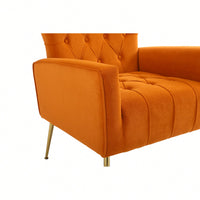 Modern Velvet Accent Chair With Ottoman For Living Room Bedroom Office Comfortable Seating In Orange