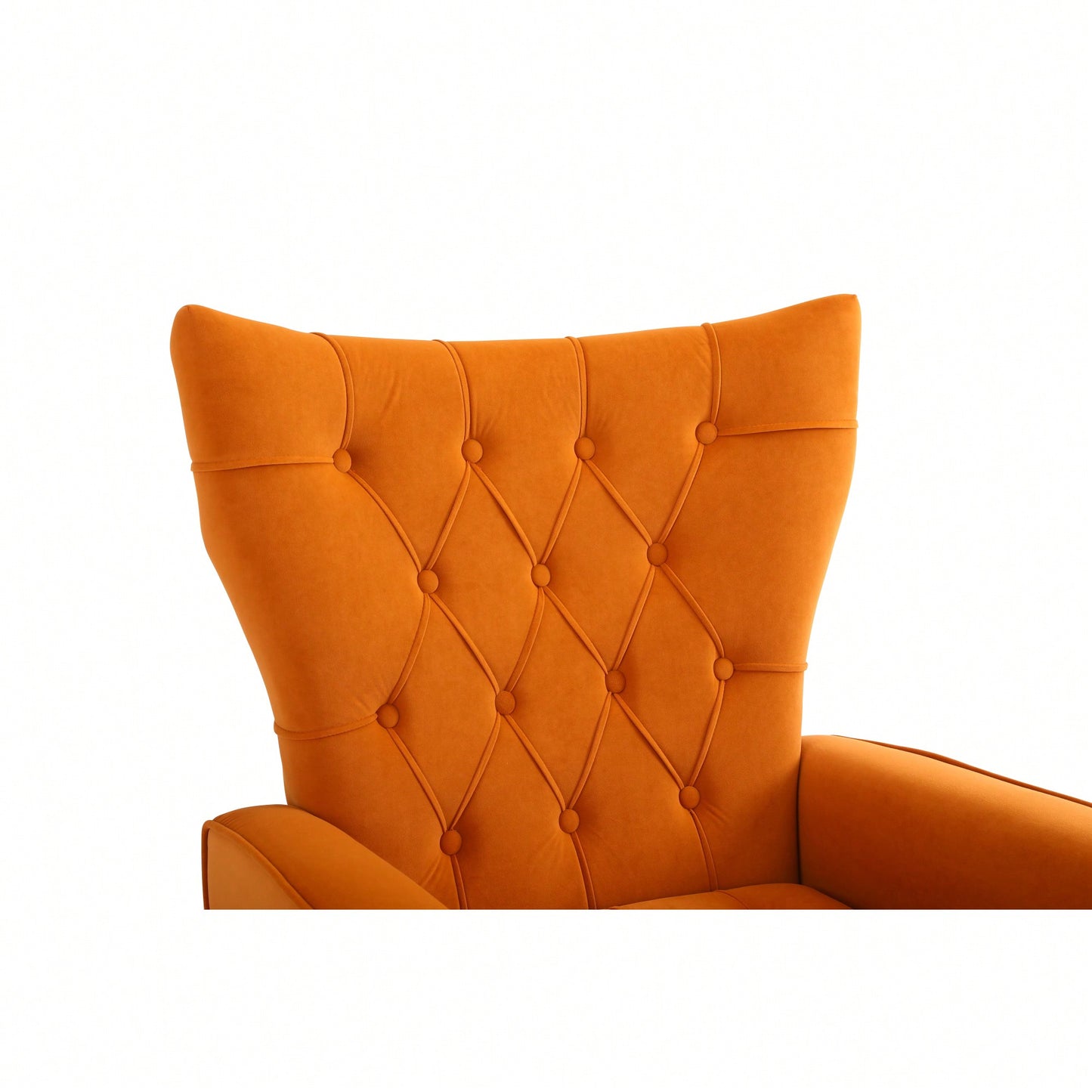 Modern Velvet Accent Chair With Ottoman For Living Room Bedroom Office Comfortable Seating In Orange