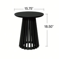 Round Coffee Table Set Of 2 With Grille Design For Living Room Bedroom And Balcony Scratch Resistant Waterproof Pine Wood Base