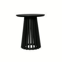 Round Coffee Table Set Of 2 With Grille Design For Living Room Bedroom And Balcony Scratch Resistant Waterproof Pine Wood Base