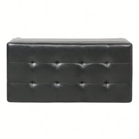 Spacious Storage Ottoman With Wooden Legs Faux Leather Footrest For Living Room Bedroom And Hallway