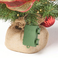 Red And Gold Burlap Christmas Tree With 50 Warm White LED Lights Battery Operated No Assembly Required
