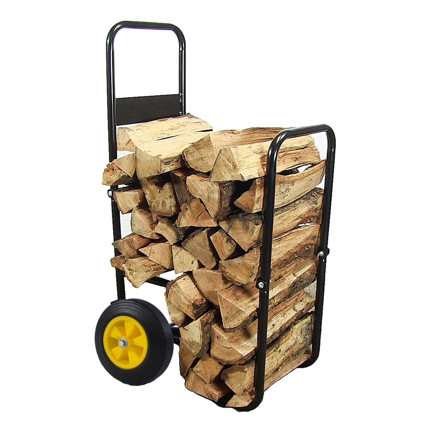 Heavy-Duty Firewood Log Carrier With Wheels - Versatile Outdoor Indoor Metal Dolly For Easy Wood Moving And Garden Tool Storage