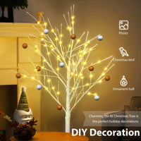 Lighted Birch Tree Set 4FT 5FT 6FT With Warm White LED Lights For Indoor Outdoor Christmas Decoration