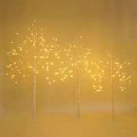 Lighted Birch Tree Set 4FT 5FT 6FT With Warm White LED Lights For Indoor Outdoor Christmas Decoration