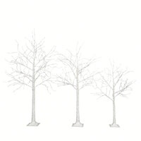 Lighted Birch Tree Set 4FT 5FT 6FT With Warm White LED Lights For Indoor Outdoor Christmas Decoration