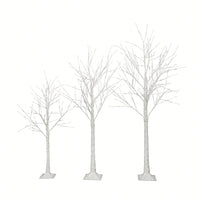 Lighted Birch Tree Set 4FT 5FT 6FT With Warm White LED Lights For Indoor Outdoor Christmas Decoration