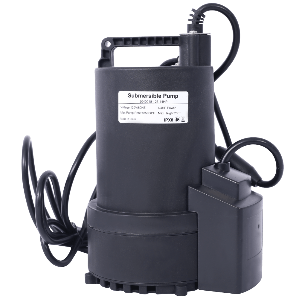 1/4 Automatic Submersible Pool Cover Pump 1850 GPH Water Removal For Pools Hot Tubs Rooftops And More With 3/4 Check Valve Adapter