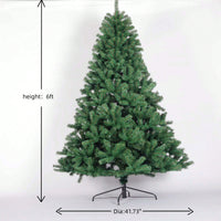 6ft Full Natural Spruce PVC Artificial Christmas Tree With Foldable Metal Stand Unlit Green