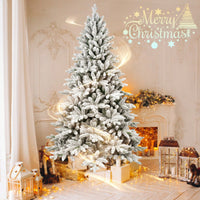 Fluffy 5FT Flocked Christmas Tree With Realistic PE PVC Leaves And Stable Thickened Stand