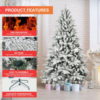 Fluffy 5FT Flocked Christmas Tree With Realistic PE PVC Leaves And Stable Thickened Stand