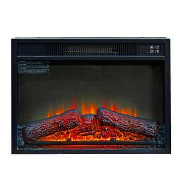 23 Inch Electric Fireplace Insert Heater with Remote Control Adjustable Realistic Logs and Flames 1400W for Indoor Heating Up to 300 Sq Ft