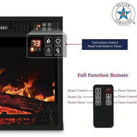 23 Inch Electric Fireplace Insert Heater with Remote Control Adjustable Realistic Logs and Flames 1400W for Indoor Heating Up to 300 Sq Ft