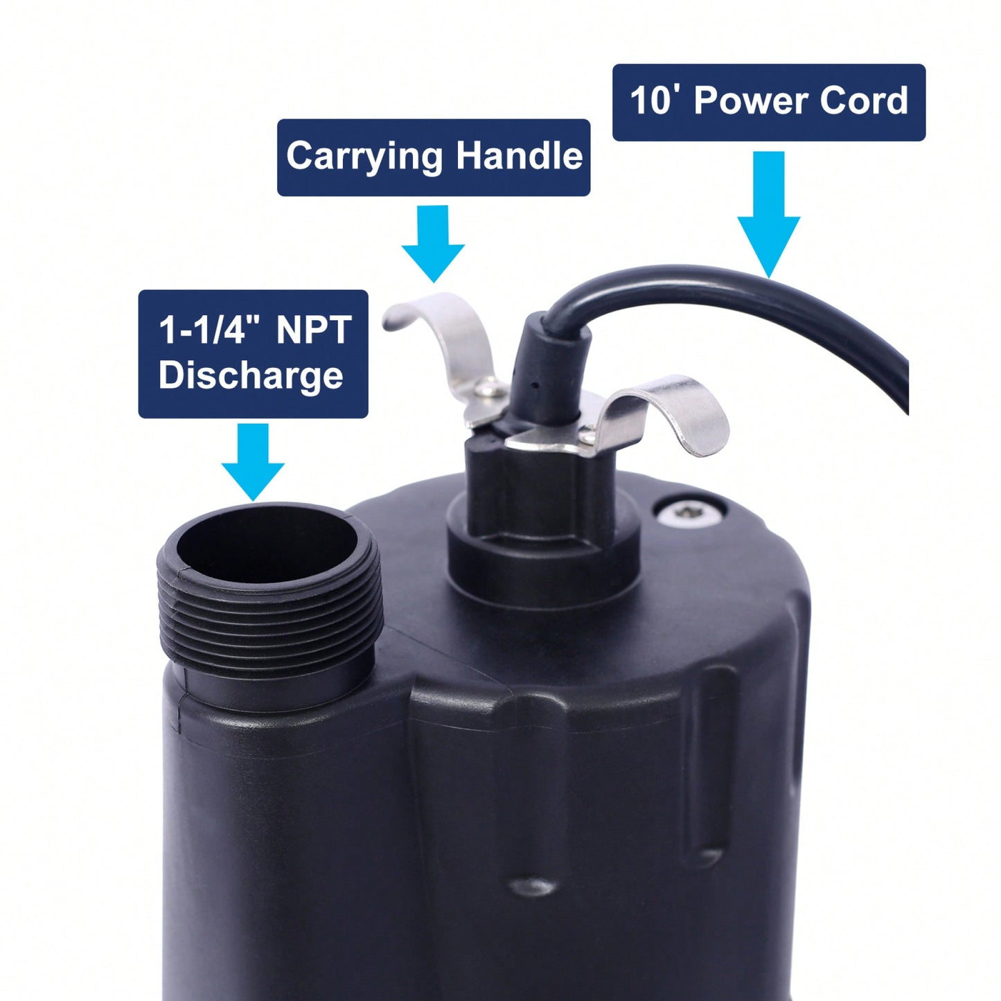 1/3HP Submersible Water Pump 2500GPH Thermoplastic Utility Pump With 10ft Power Cord For Efficient Water Transfer Indoor Outdoor Use