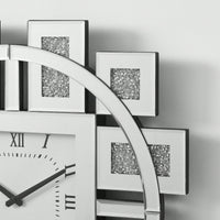 Elegant Square Wall Clock With Roman Numerals And Faux Gemstone Inlay In Mirrored Frame