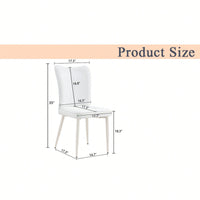 Modern Minimalist White PU Leather Dining Chairs Set Of 2 With Curved Back And Metal Legs For Dining Room Bedroom Living Room