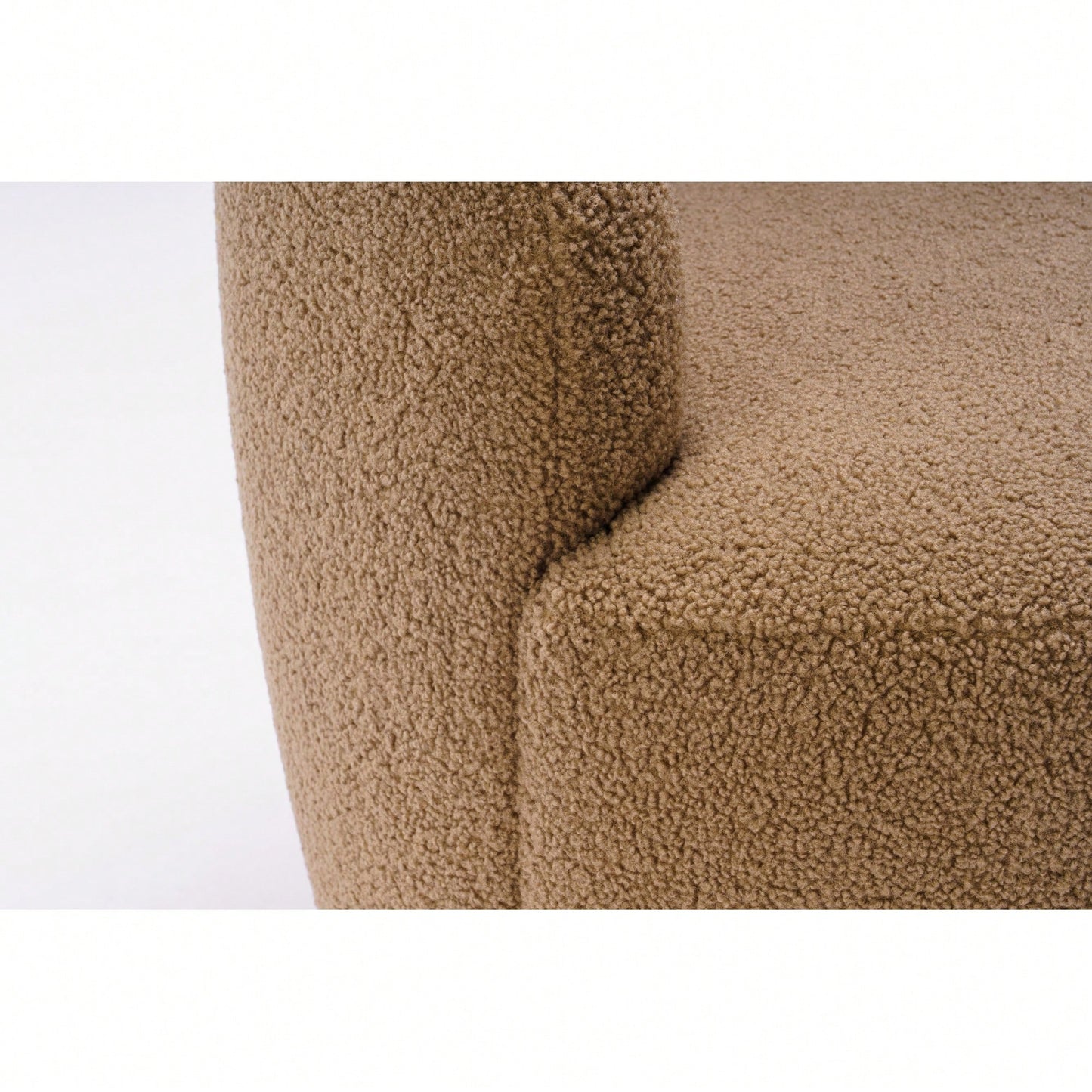 Swivel Accent Barrel Chair With Metal Ring Base In Coffee Brown Fabric