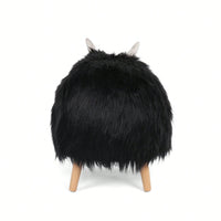 Adorable Yak-Shaped Ottoman Soft Furry Foot Stool For Kids Living Room Bedroom Playroom Nursery Furniture