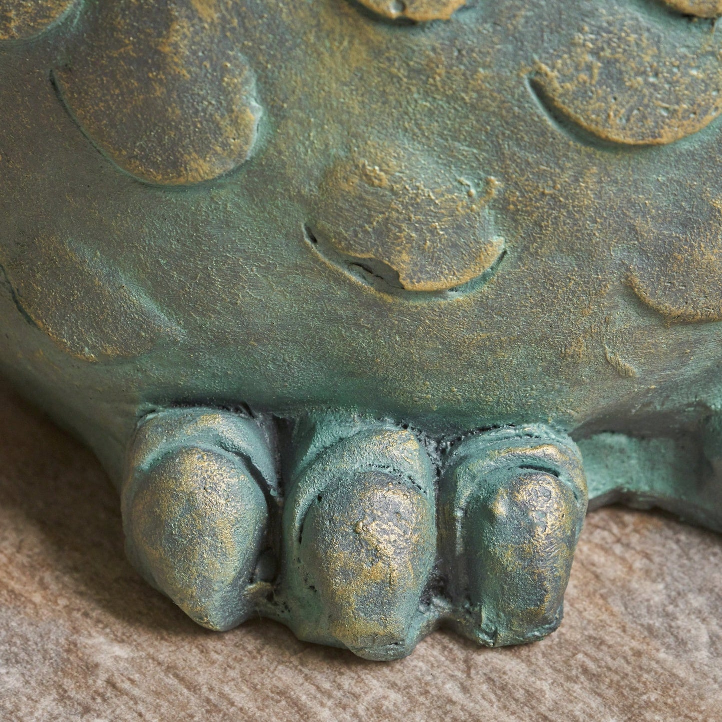 Rustic Gold Patina Garden Stool Multi-Purpose Accent Table Weather-Resistant Lightweight Concrete Easy To Clean No Assembly Required