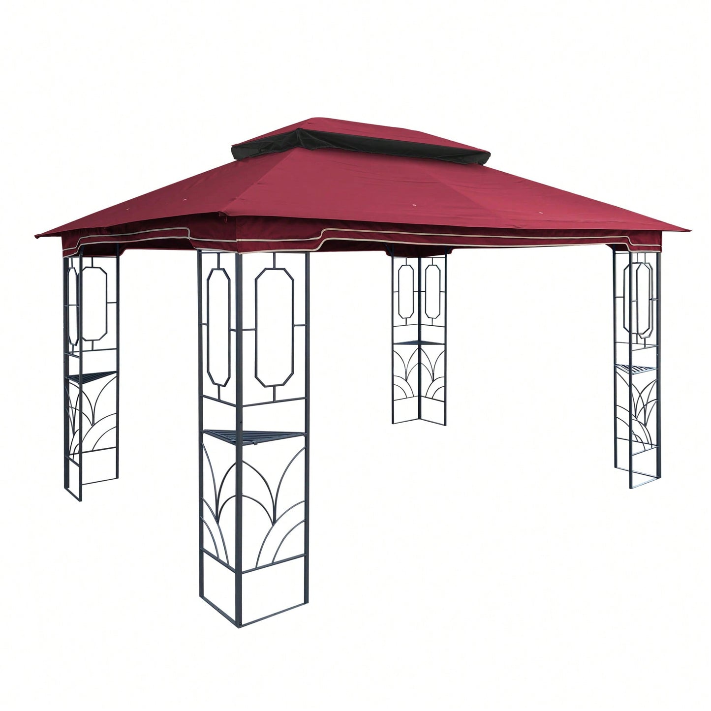 13x10 Ft Double Roof Patio Gazebo Replacement Canopy Top Fabric UV Protection Water-Repellent