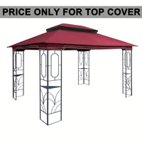 13x10 Ft Double Roof Patio Gazebo Replacement Canopy Top Fabric UV Protection Water-Repellent