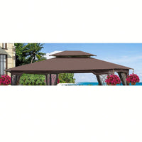 13x10 Ft Double Roof Patio Gazebo Replacement Canopy Top Fabric UV Protection Water-Repellent