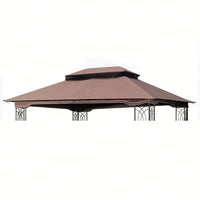 13x10 Ft Double Roof Patio Gazebo Replacement Canopy Top Fabric UV Protection Water-Repellent