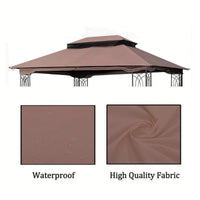 13x10 Ft Double Roof Patio Gazebo Replacement Canopy Top Fabric UV Protection Water-Repellent