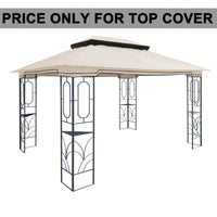 13x10 Ft Double Roof Patio Gazebo Replacement Canopy Top Fabric UV Protection Water-Repellent