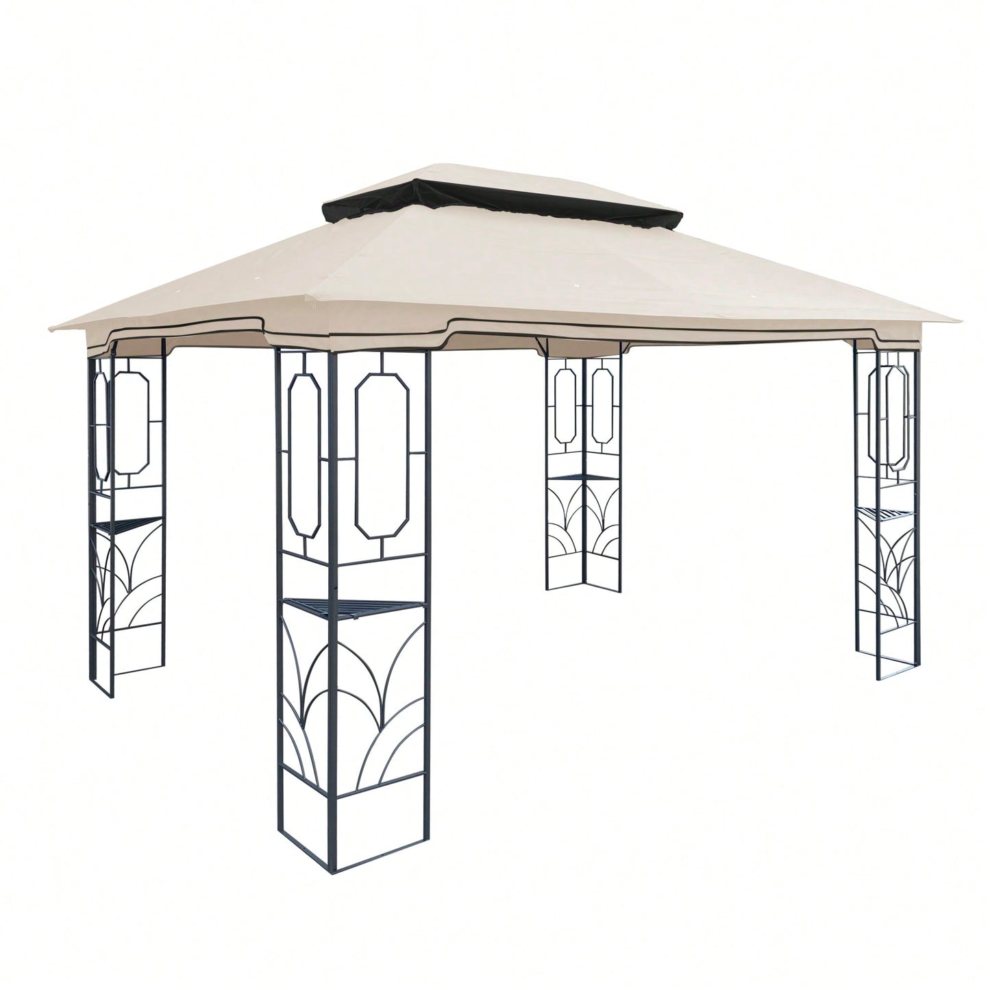 13x10 Ft Double Roof Patio Gazebo Replacement Canopy Top Fabric UV Protection Water-Repellent