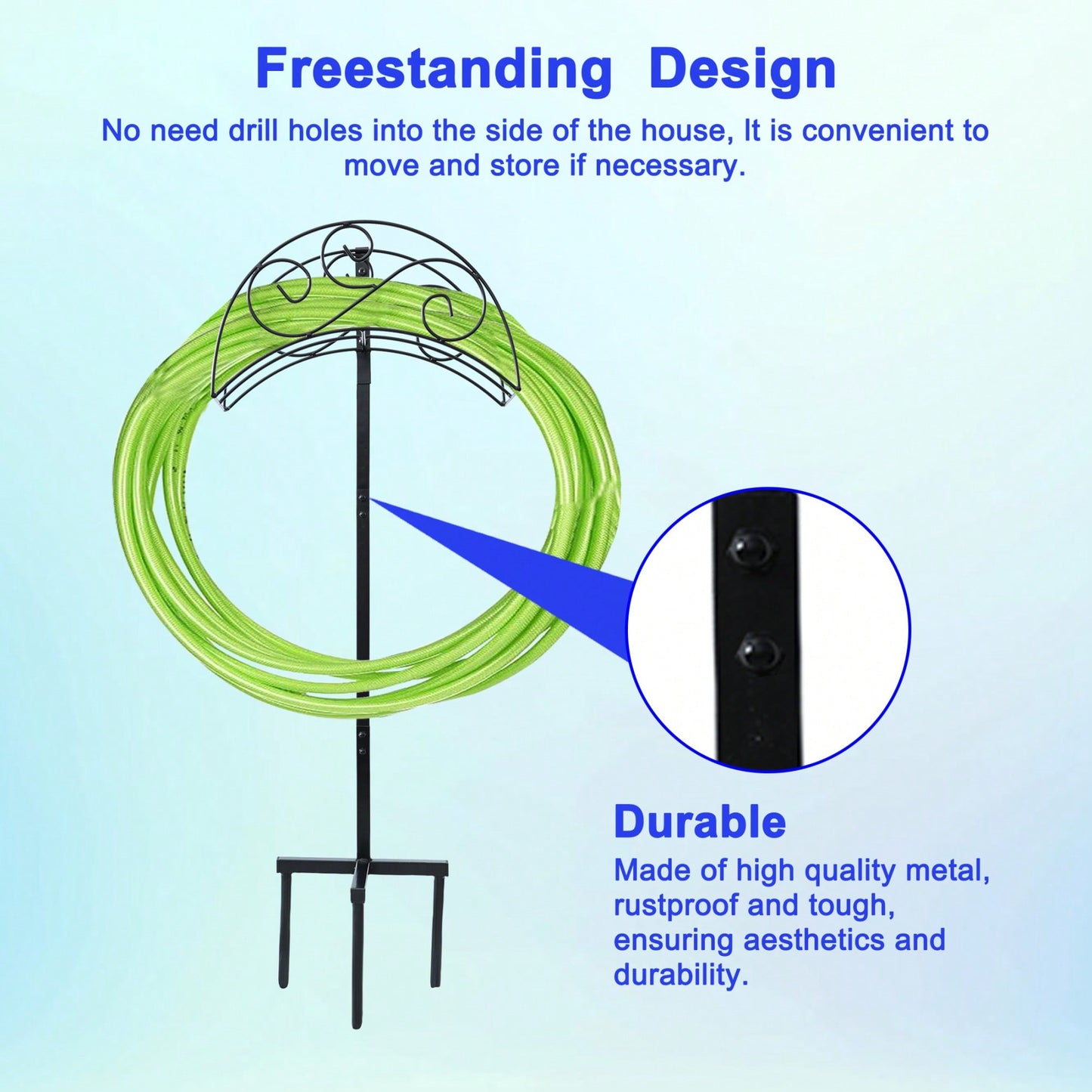 Heavy Duty Removable Freestanding Garden Hose Holder For Outdoor Patio - Detachable And Space-Saving Design