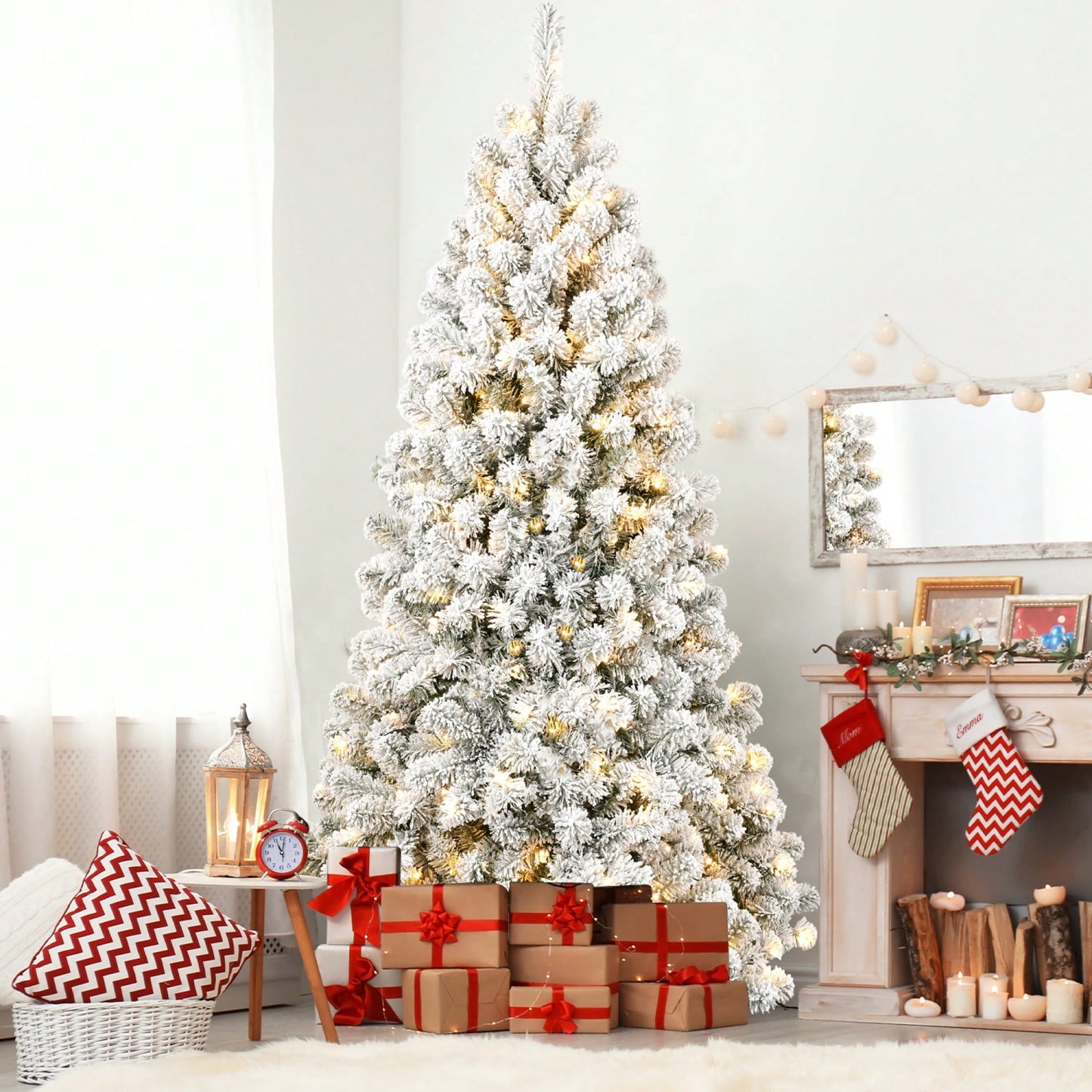 5FT Pre-Lit PVC Memory Wire Christmas Tree With Fluffy Tips And Stable Stand