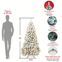 5FT Pre-Lit PVC Memory Wire Christmas Tree With Fluffy Tips And Stable Stand