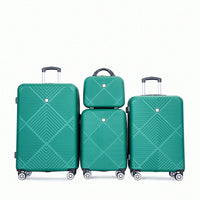 4-Piece Lightweight ABS Luggage Set With Makeup Case And 360° Spinner Wheels