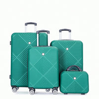 4-Piece Lightweight ABS Luggage Set With Makeup Case And 360° Spinner Wheels